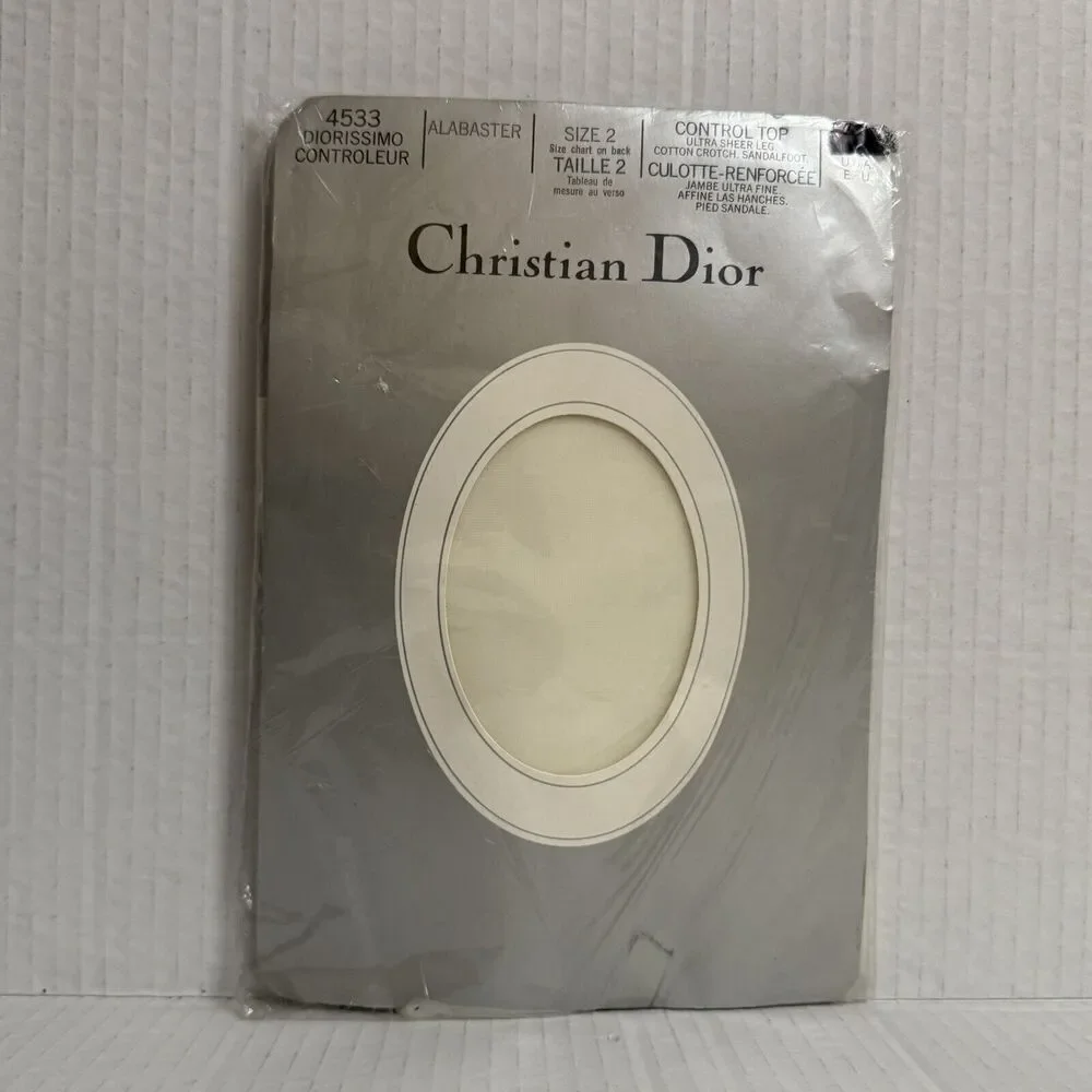Vintage Christian Dior Tights Pantyhose Size 2 Diorissimo Control Top 4533 White